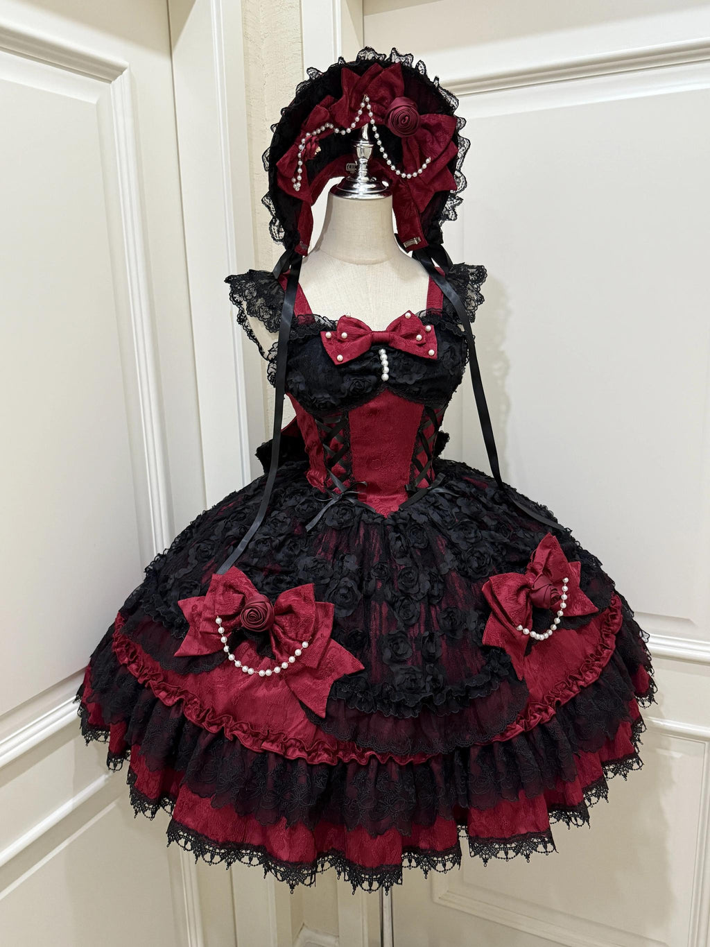 Rose Princess - Vestido JSK Lolita gótico de Halloween con rosas semitransparentes