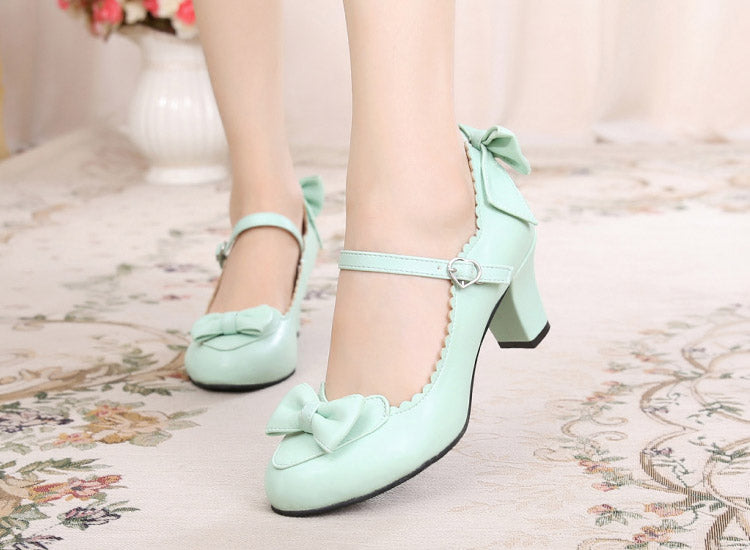 Zapatos Lolita kawaii de punta redonda - Blanco y Beige, varios modelos