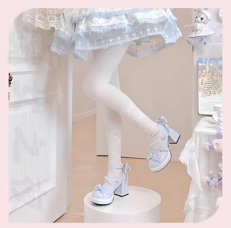 Witch's Night - Crush Complex - Zapatos Lolita dulces de tacón con perlas y lazos - varios colores y modelos