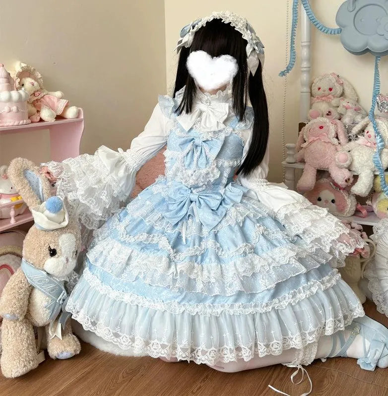Love and Heart Palpitations - Vestido JSK Lolita dulce de novia con detalles de perlas y encaje - varios colores y modelos