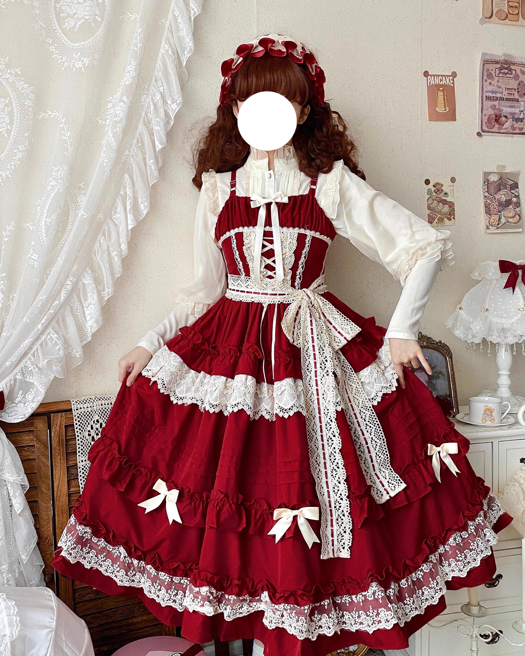 Lilianne - Elegante vestido JSK Lolita multicolor con bajo de volantes