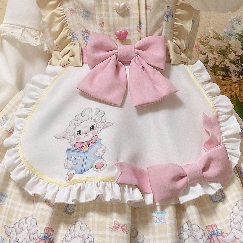 Goat Baa Bedtime Story - Vestido JSK Lolita kawaii con estampado de ovejas y delantal desmontable - varios colores y modelos