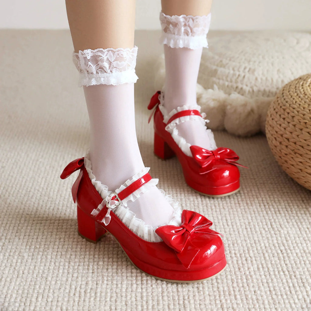 Yana - Rainbow Yana - Zapatos Lolita dulces con encaje y lazos - varios colores y modelos