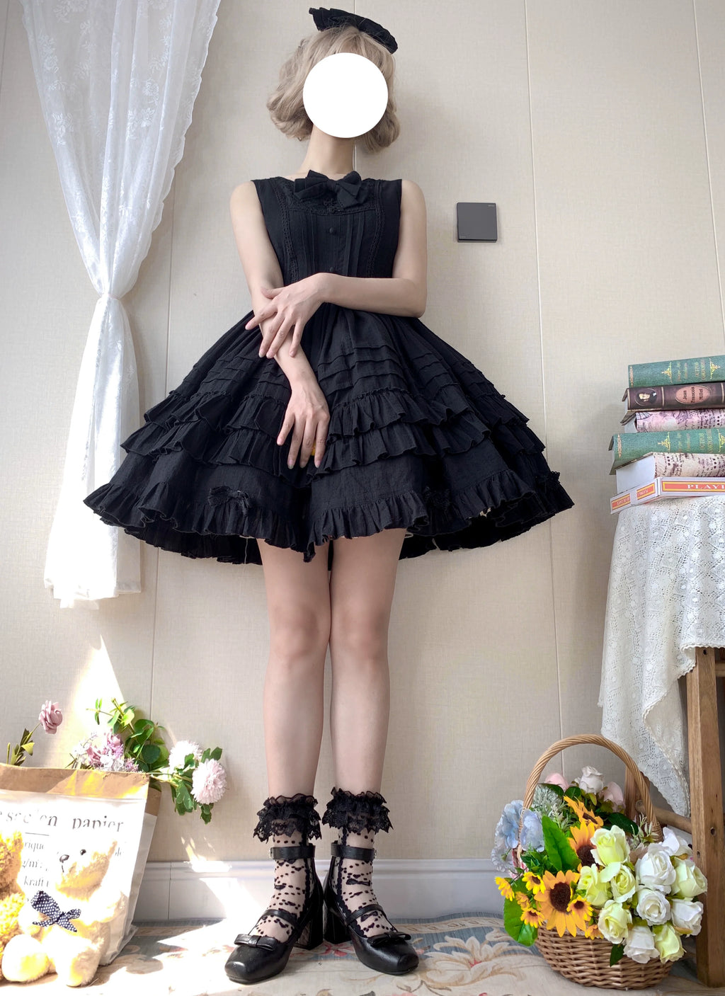 Girl Nelly - Elegante vestido Lolita de tirantes y color liso