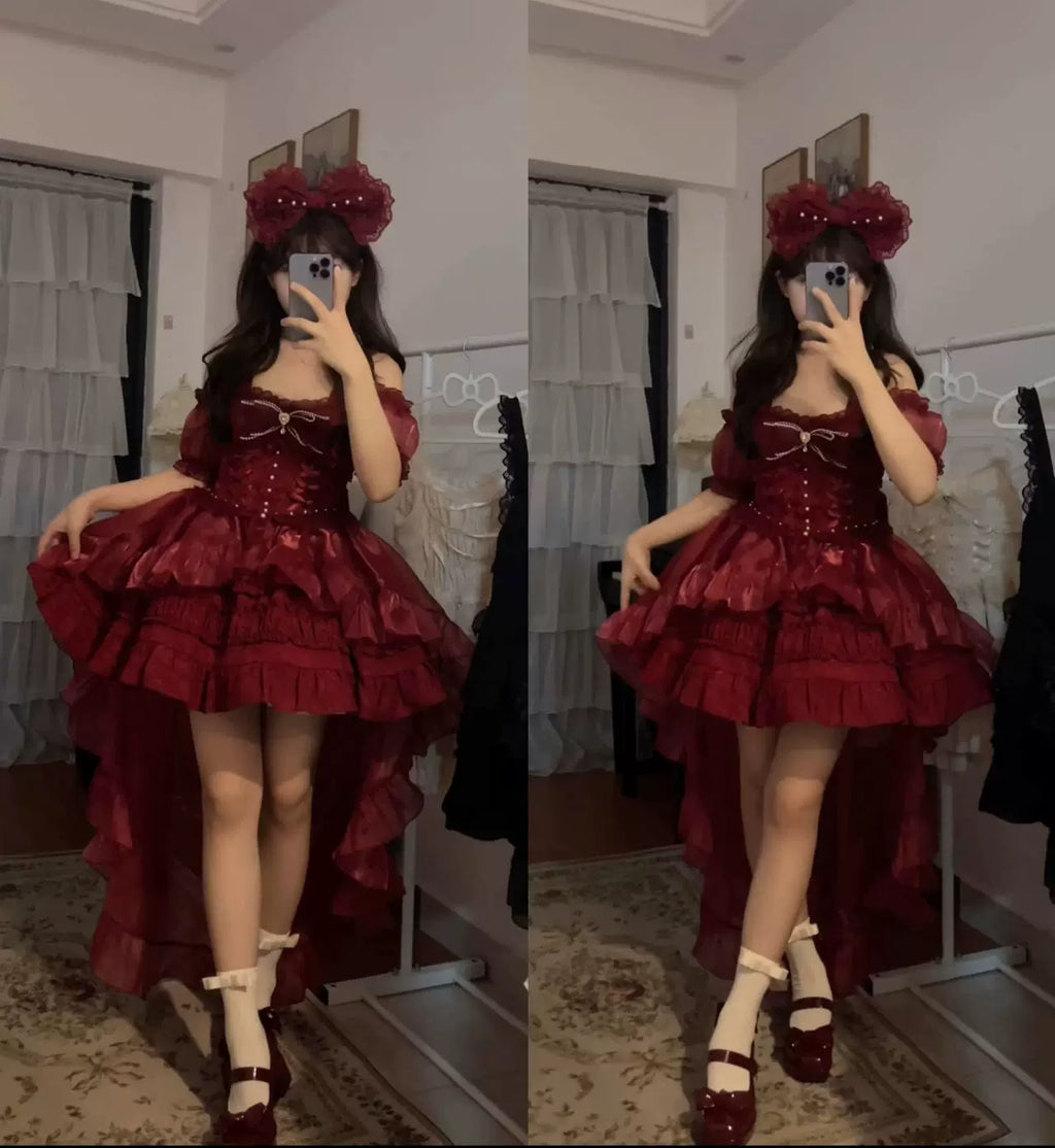 Rose Tale - Vestido JSK Lolita dulce de jacquard con caída de ensue?o - varios colores y modelos