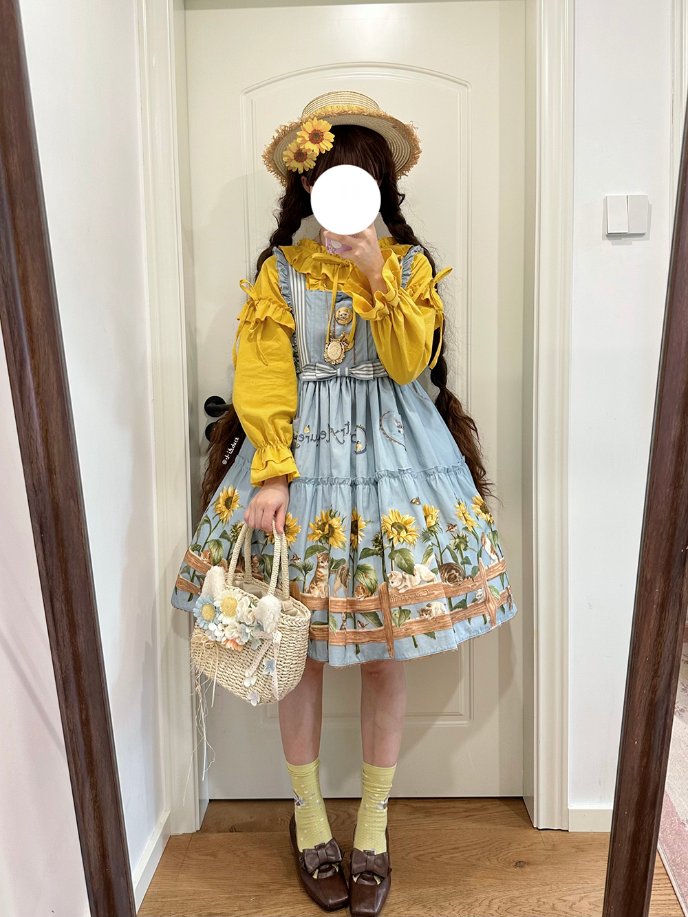 Cat and Sunflower - Vestido JSK Lolita campestre con estampado de gatos y girasoles - varios colores y modelos