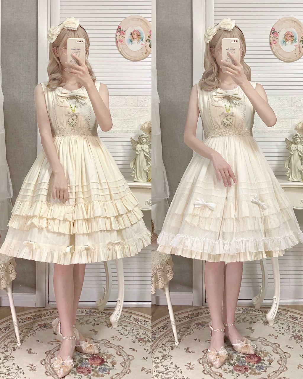 Girl Nelly - Elegante vestido Lolita de tirantes y color liso
