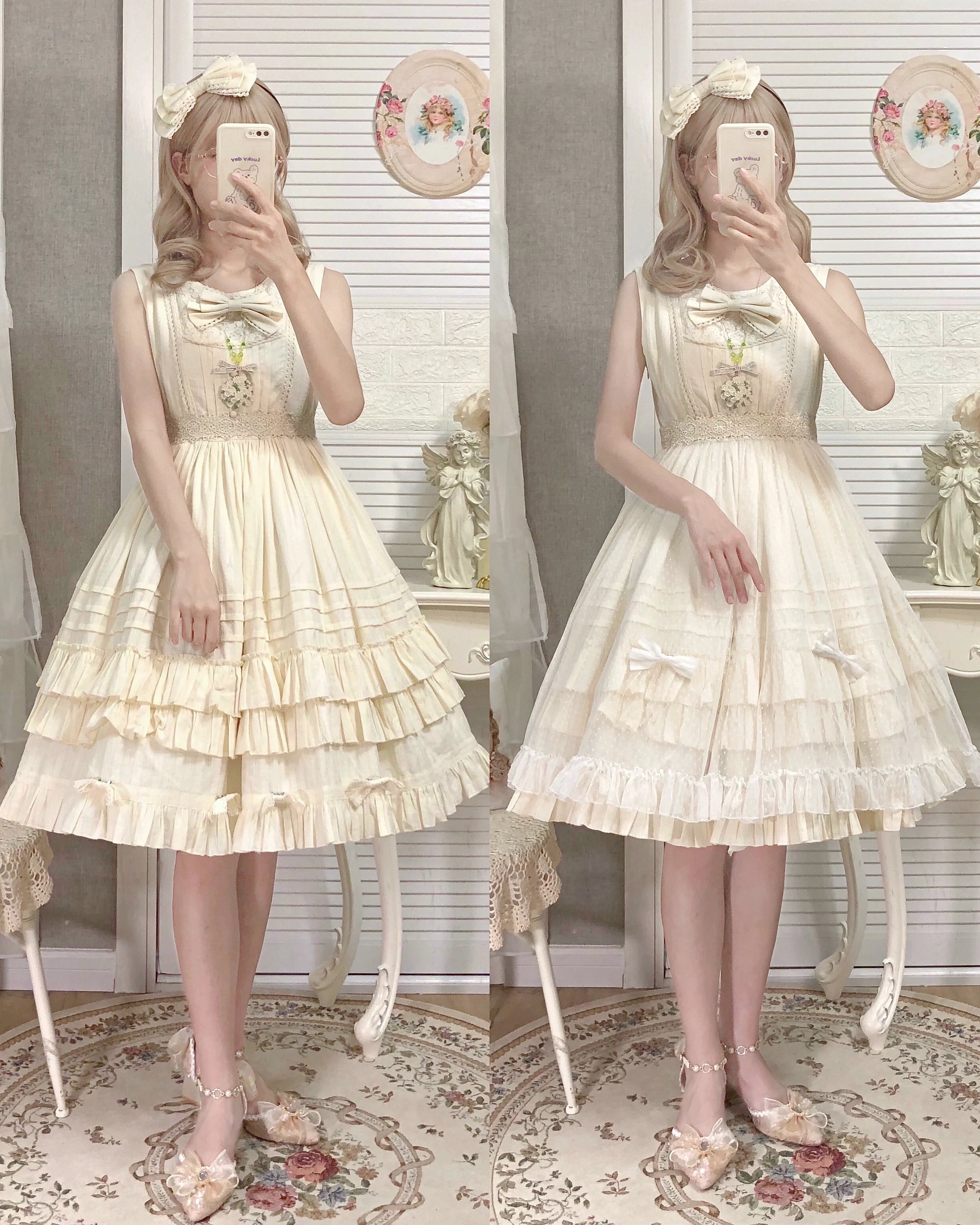 Girl Nelly - Elegante vestido Lolita de tirantes y color liso