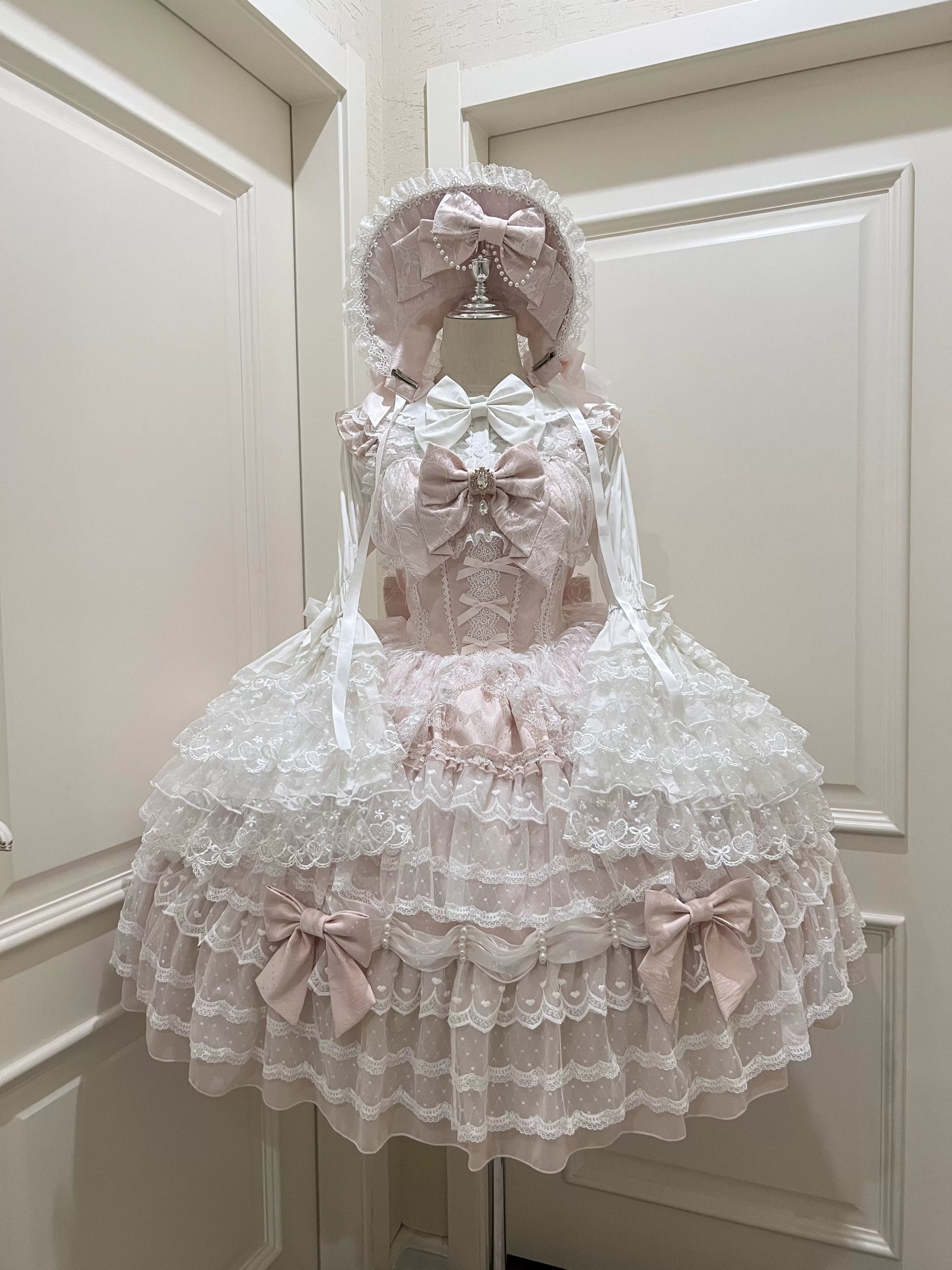 Dream Prelude - Conjunto de vestido JSK Lolita de princesa con encaje escalonado - varios colores y modelos
