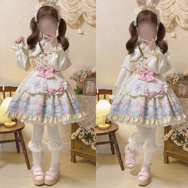 Goat Baa Bedtime Story - Vestido JSK Lolita kawaii con estampado de ovejas y delantal desmontable - varios colores y modelos