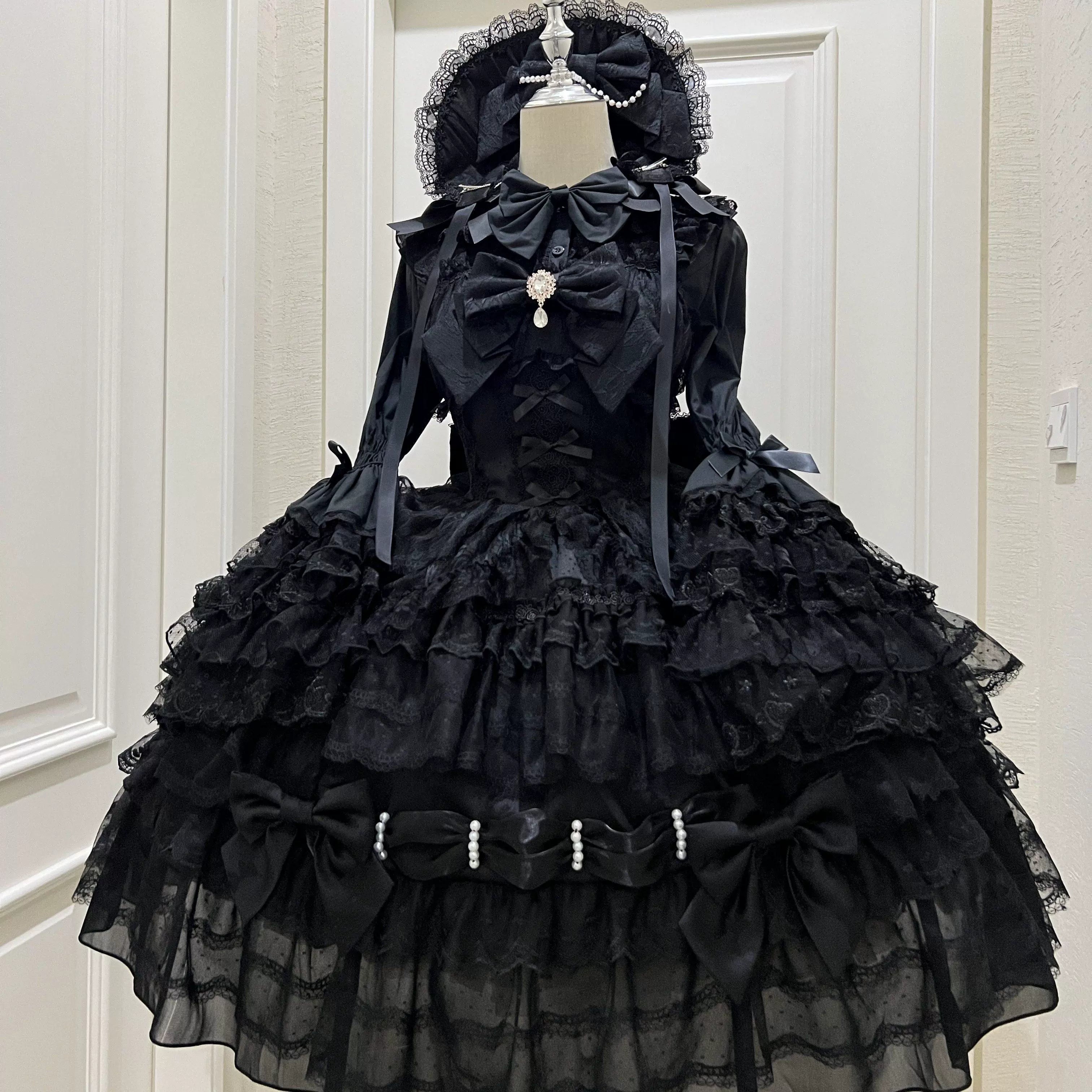 Dream Prelude - Conjunto de vestido JSK Lolita de princesa con encaje escalonado - varios colores y modelos