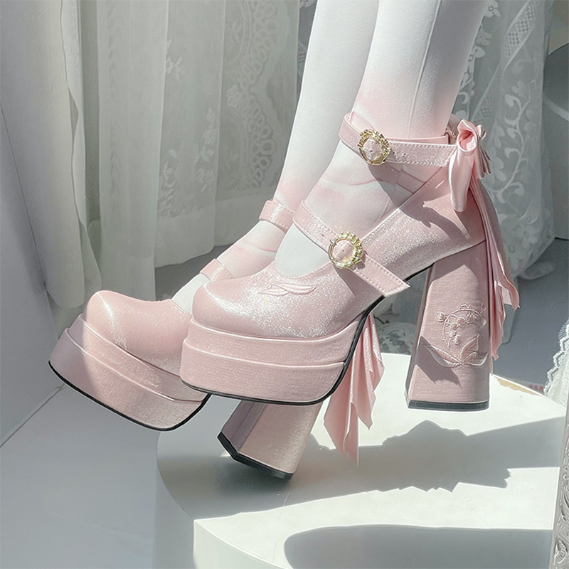 Dreamland - Floating Dream Lily - Elegantes zapatos Lolita de tacón alto con lazo desmontable - varios colores y modelos