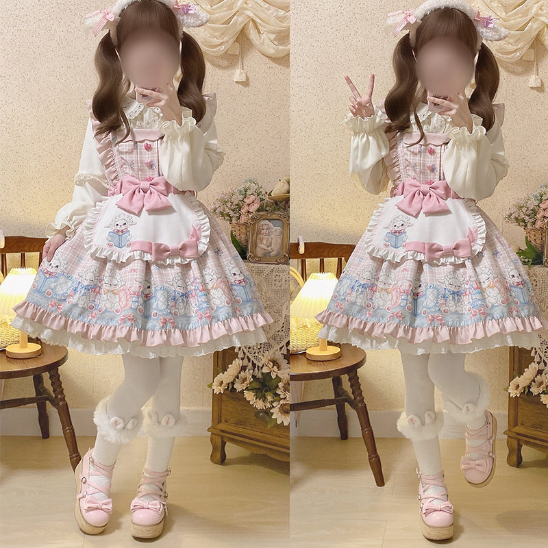 Goat Baa Bedtime Story - Vestido JSK Lolita kawaii con estampado de ovejas y delantal desmontable - varios colores y modelos