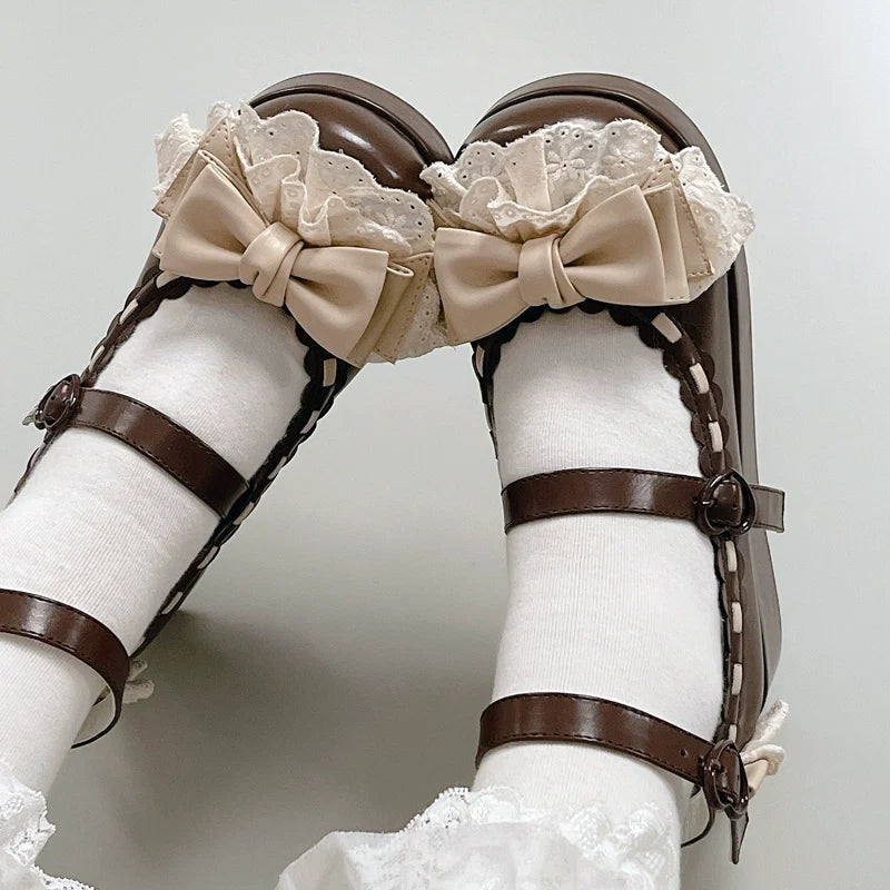 Jiujiu Lolita - Milky Puff - Zapatos Lolita dulces de punta redonda con cu?a peque?a - Rosa, varios modelos