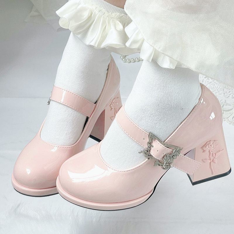 Dreamland - Wanxiang Cycle - Elegantes zapatos Lolita de tacón con rosas repujadas