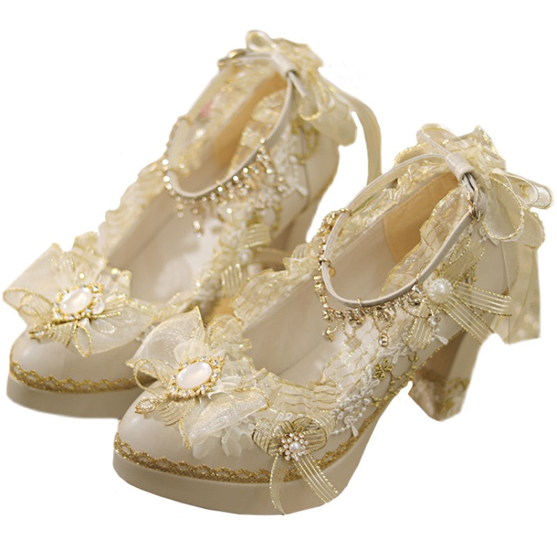 One Night - Lujosos zapatos Lolita para fiesta de té, hechos a mano - Naranja y Amarillo, varios modelos