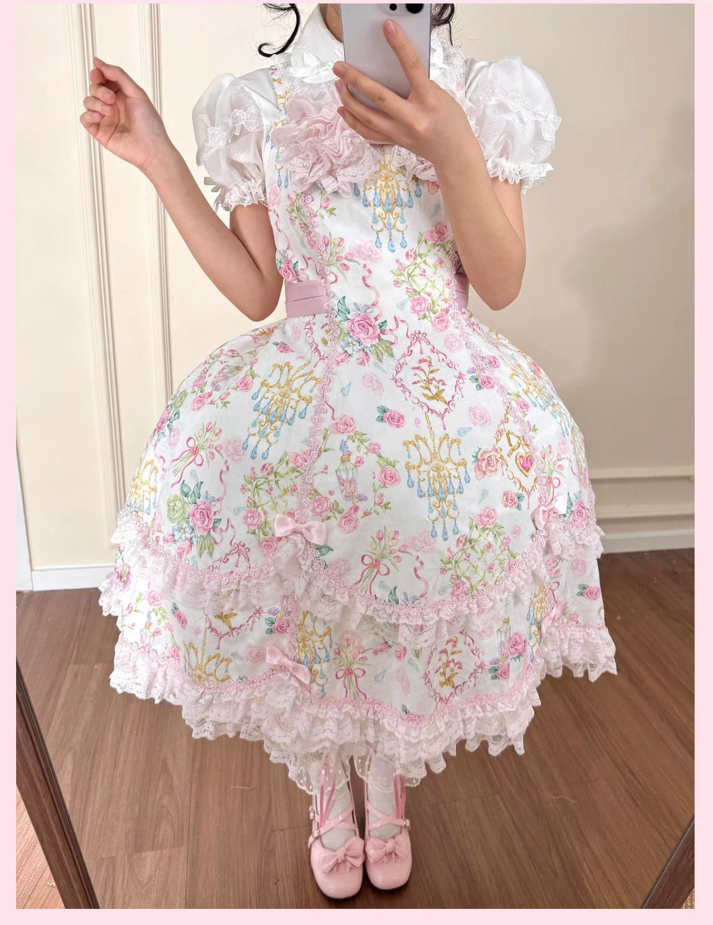 Tata Bath Puff - Enagua Lolita muy voluminosa de campana con cintura ajustable - Blanco y Rosa, varios modelos