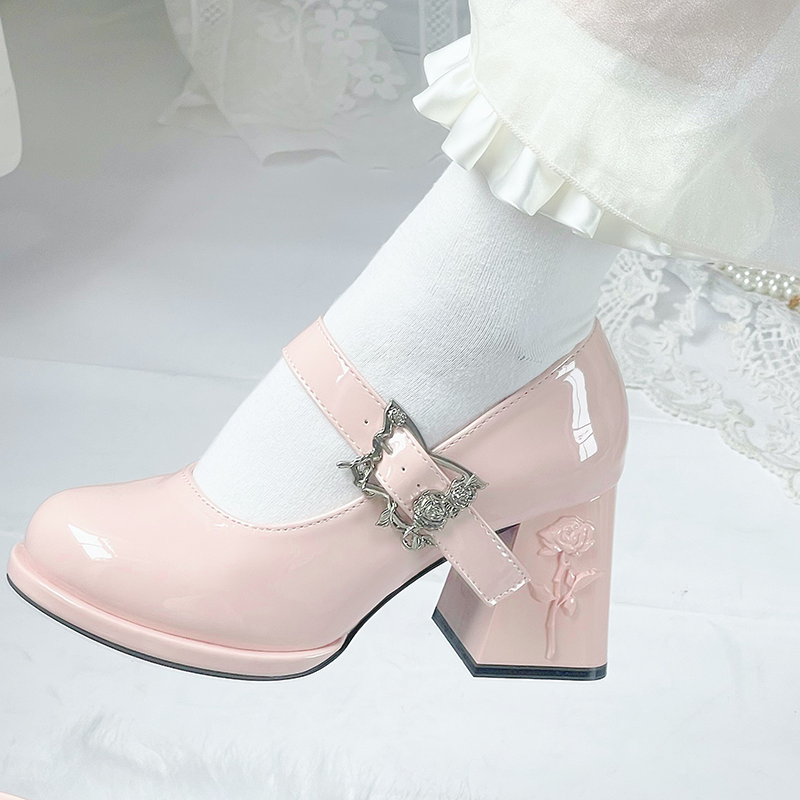 Dreamland - Wanxiang Cycle - Elegantes zapatos Lolita de tacón con rosas repujadas