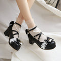 Yana - Zapatos Lolita dulces de punta redonda con cadena de perlas desmontable - Negro y Beige, varios modelos