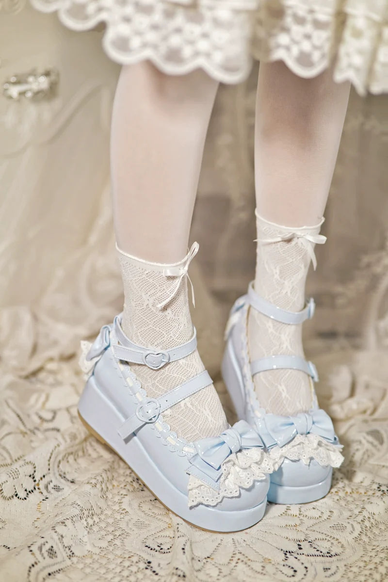 Jiujiu Lolita - Milky Puff - Zapatos Lolita dulces de punta redonda con cu?a peque?a - Rosa, varios modelos