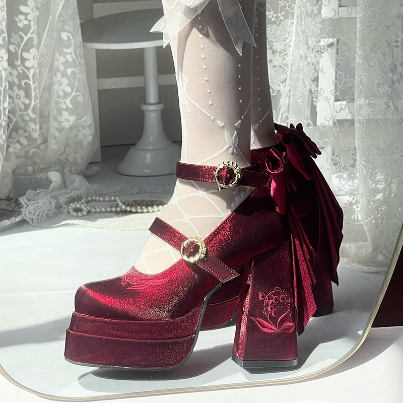 Dreamland - Floating Dream Lily - Elegantes zapatos Lolita de tacón alto con lazo desmontable - varios colores y modelos