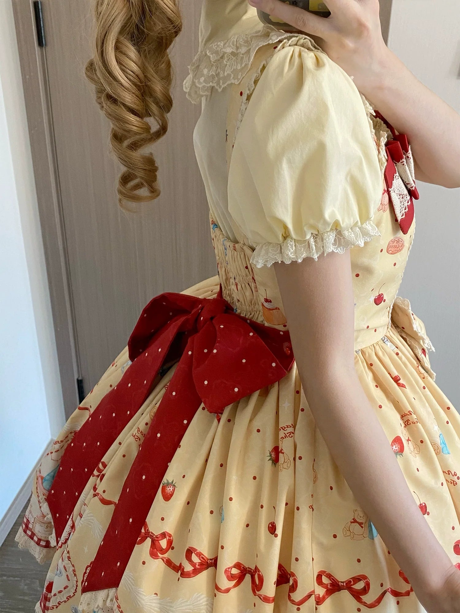 Showa Dessert Showcase - Conjunto de vestido JSK Lolita kawaii y peto con estampado de pudines - varios colores y modelos