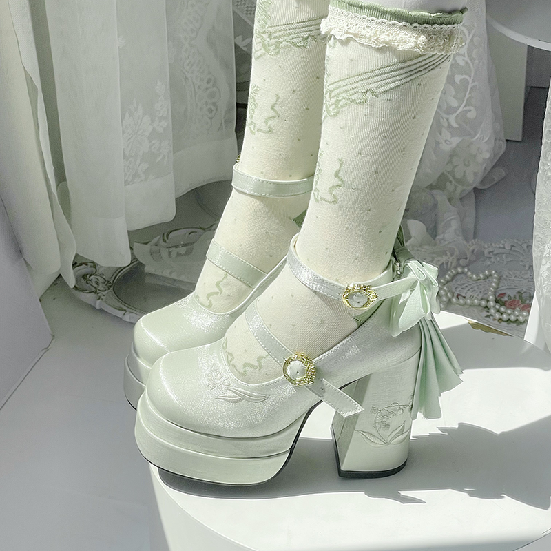 Dreamland - Floating Dream Lily - Elegantes zapatos Lolita de tacón alto con lazo desmontable - varios colores y modelos