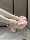 Witch's Night - Crush Complex - Zapatos Lolita dulces de tacón con perlas y lazos - varios colores y modelos