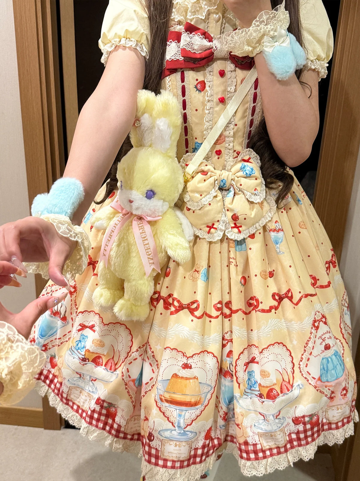 Showa Dessert Showcase - Conjunto de vestido JSK Lolita kawaii y peto con estampado de pudines - varios colores y modelos