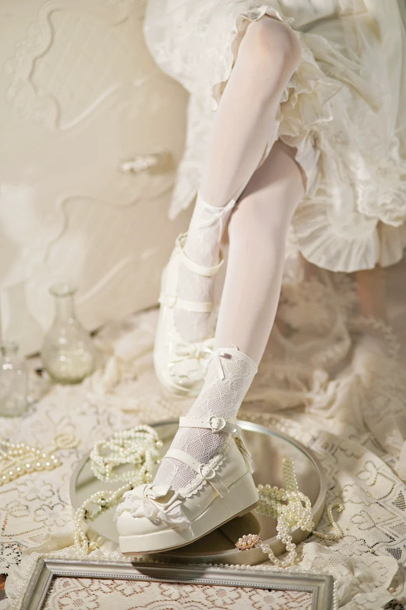Jiujiu Lolita - Milky Puff - Zapatos Lolita dulces de punta redonda con cu?a peque?a - Rosa, varios modelos