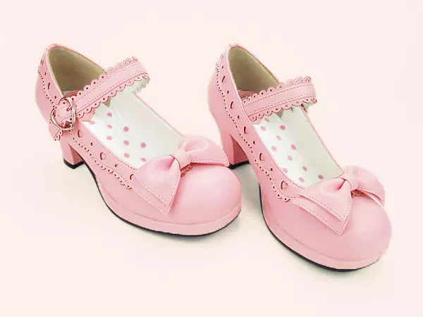 Zapatos Lolita dulces de tacón con lazos de mariposa - Rosa y Gris, varios modelos