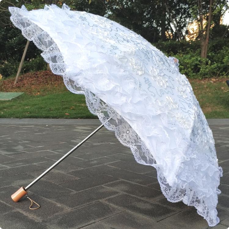 Sombrilla Lolita plegable de princesa con protección solar y lentejuelas - Negro y Rosa, varios modelos
