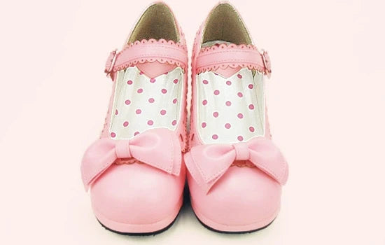Zapatos Lolita dulces de tacón con lazos de mariposa - Rosa y Gris, varios modelos