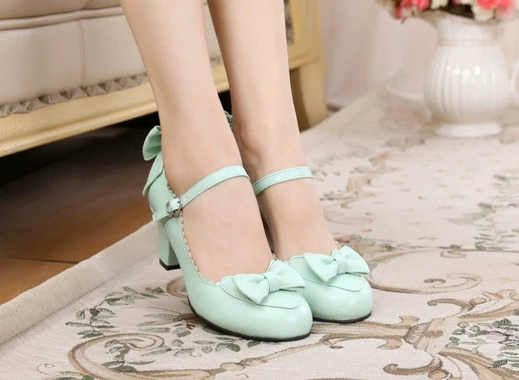 Zapatos Lolita kawaii de punta redonda - Blanco y Beige, varios modelos