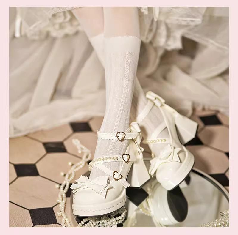 Witch's Night - Crush Complex - Zapatos Lolita dulces de tacón con perlas y lazos - varios colores y modelos