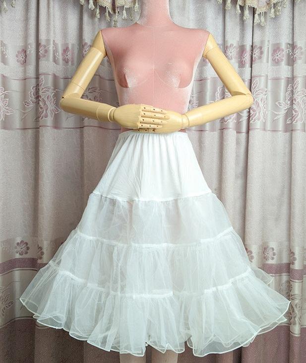 Enagua Lolita voluminosa de tallas grandes, 65 cm (25,6 pulgadas), confeccionada en tul rígido - Blanco, varios modelos