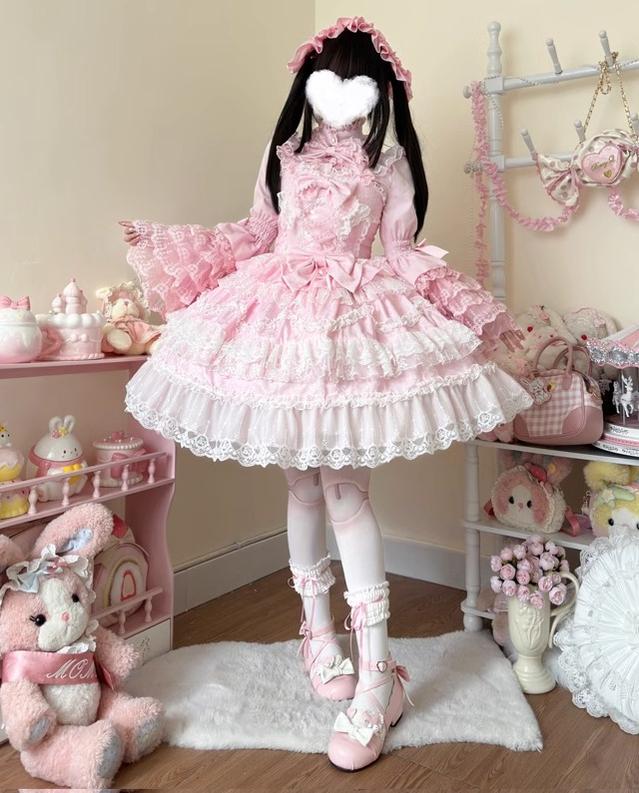 Love and Heart Palpitations - Vestido JSK Lolita dulce de novia con detalles de perlas y encaje - varios colores y modelos
