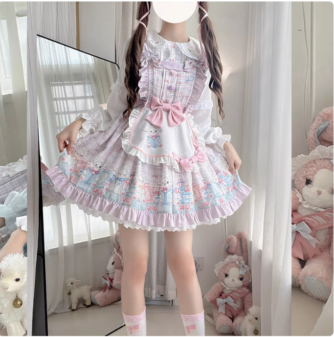 Goat Baa Bedtime Story - Vestido JSK Lolita kawaii con estampado de ovejas y delantal desmontable - varios colores y modelos