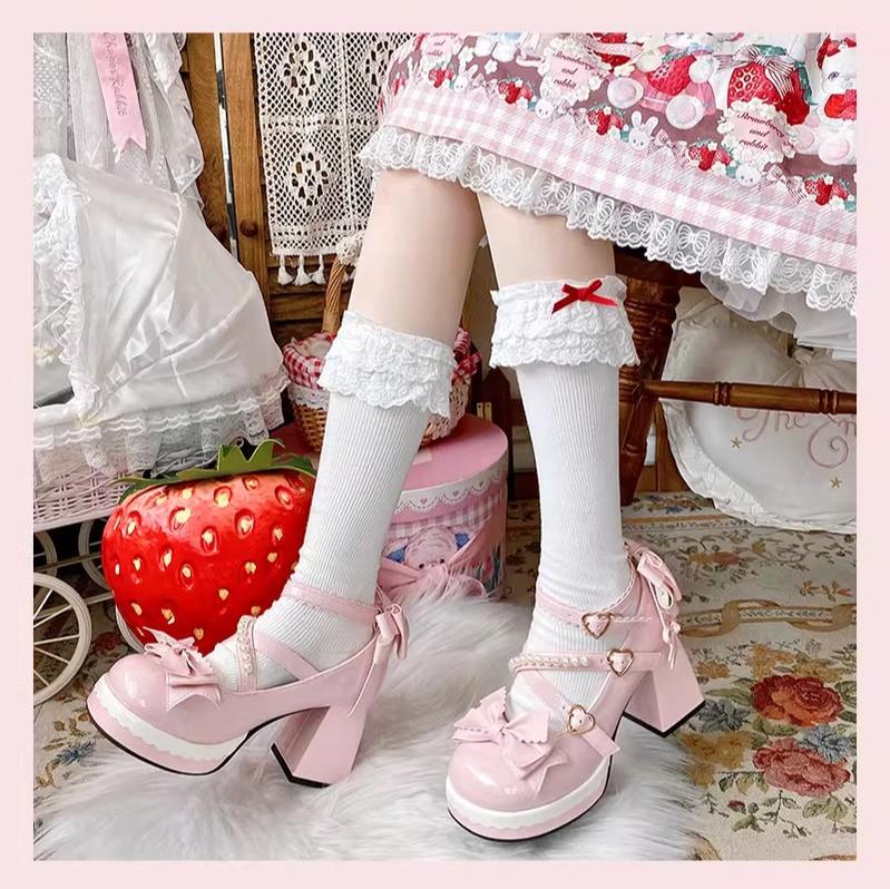 Witch's Night - Crush Complex - Zapatos Lolita dulces de tacón con perlas y lazos - varios colores y modelos
